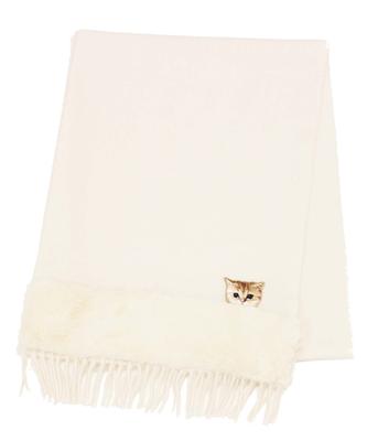 Paul Joe Moonbat Mačací kožušinový šál s logom & (44586) Balenie, Off-White