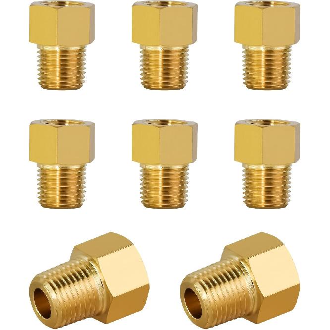MuHize Raccordo a T per Tubo Freno 4 Pezzi - Tubo da 3/16" x 3/8"-24 UNF | Connettore a T in Ottone SAE/DOT per Sistemi a Doppio Svaso | Raccordo a 3 Vie a Prova di Perdita per