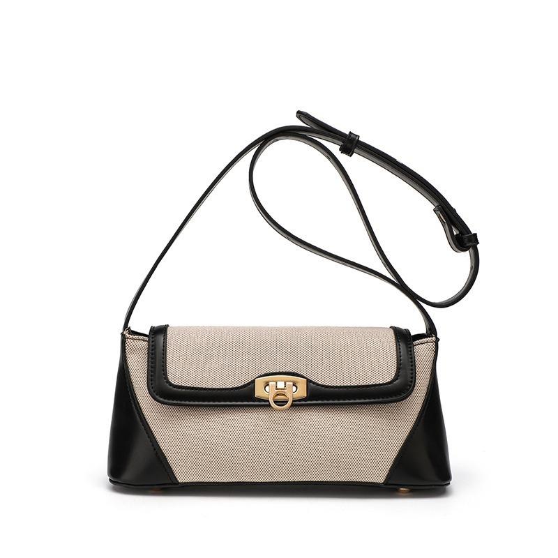 1Pc Underarm Bag Niche Bag New Contrasting Color Casual Commuting Versatile Retro Shoulder Messenger Bag
