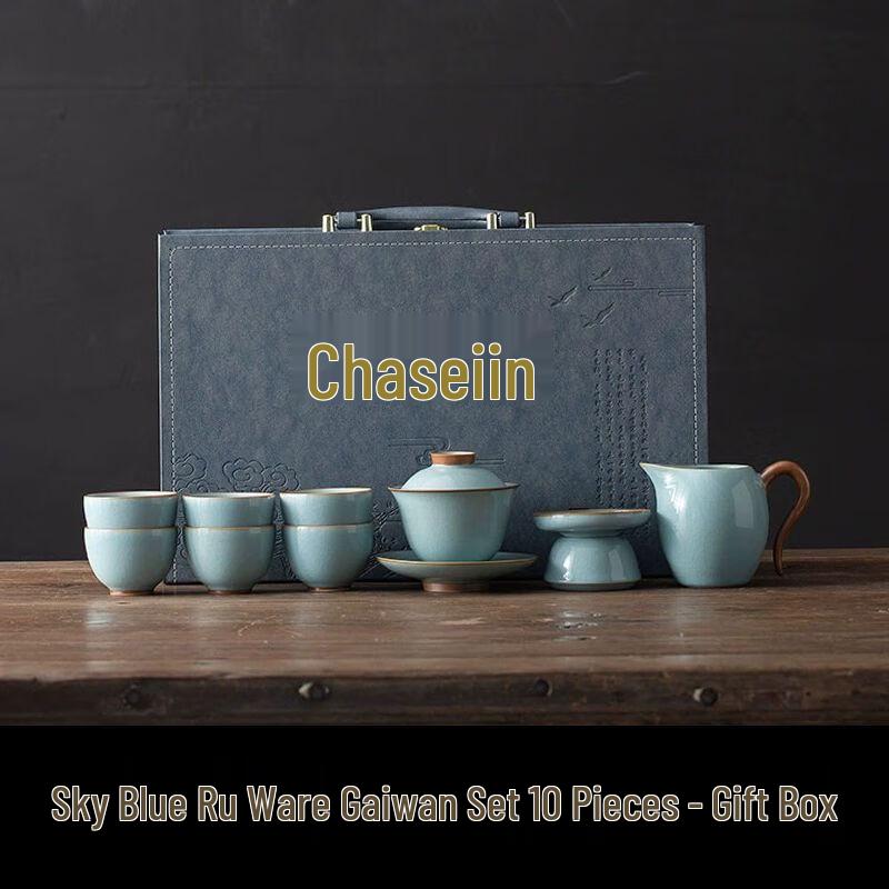 Light Jade Sky Blue Ru Kiln Ceramic Tea Set