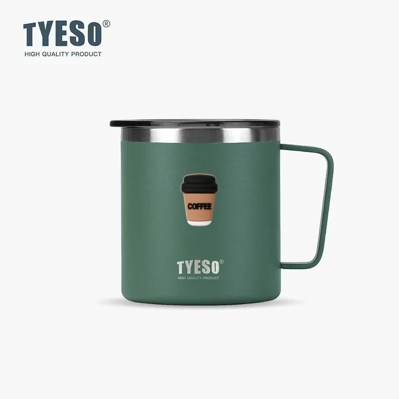 Tyeso 400ml Stainless Steel Vacuum-insulated Cold Insulated Coffee Cup with Handle High Aesthetic Value Vacuum Flasks for Daily With Coffee Sticker