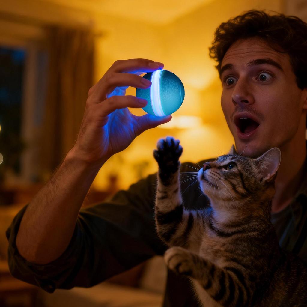 Interactive Cat Ball Rechargeable Smart Jumping Toy Obstacle Avoidance Ball For Dogs With LED Light For Indoor Play Exercise