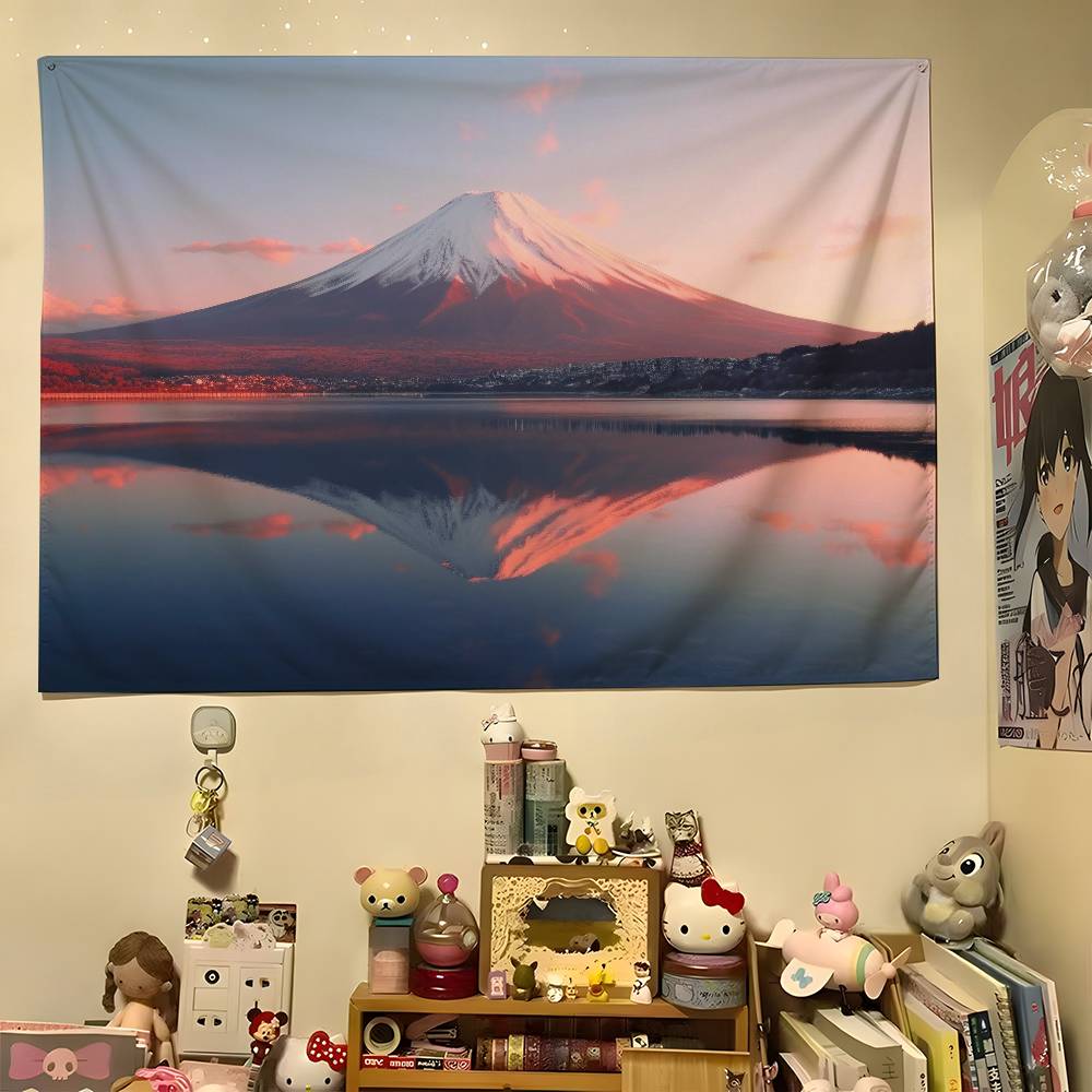 1pc Japanese Mount Fuji Colorful Hippie Psychedelic Bar Living Room Study Bedroom Dorm Decor Aesthetic