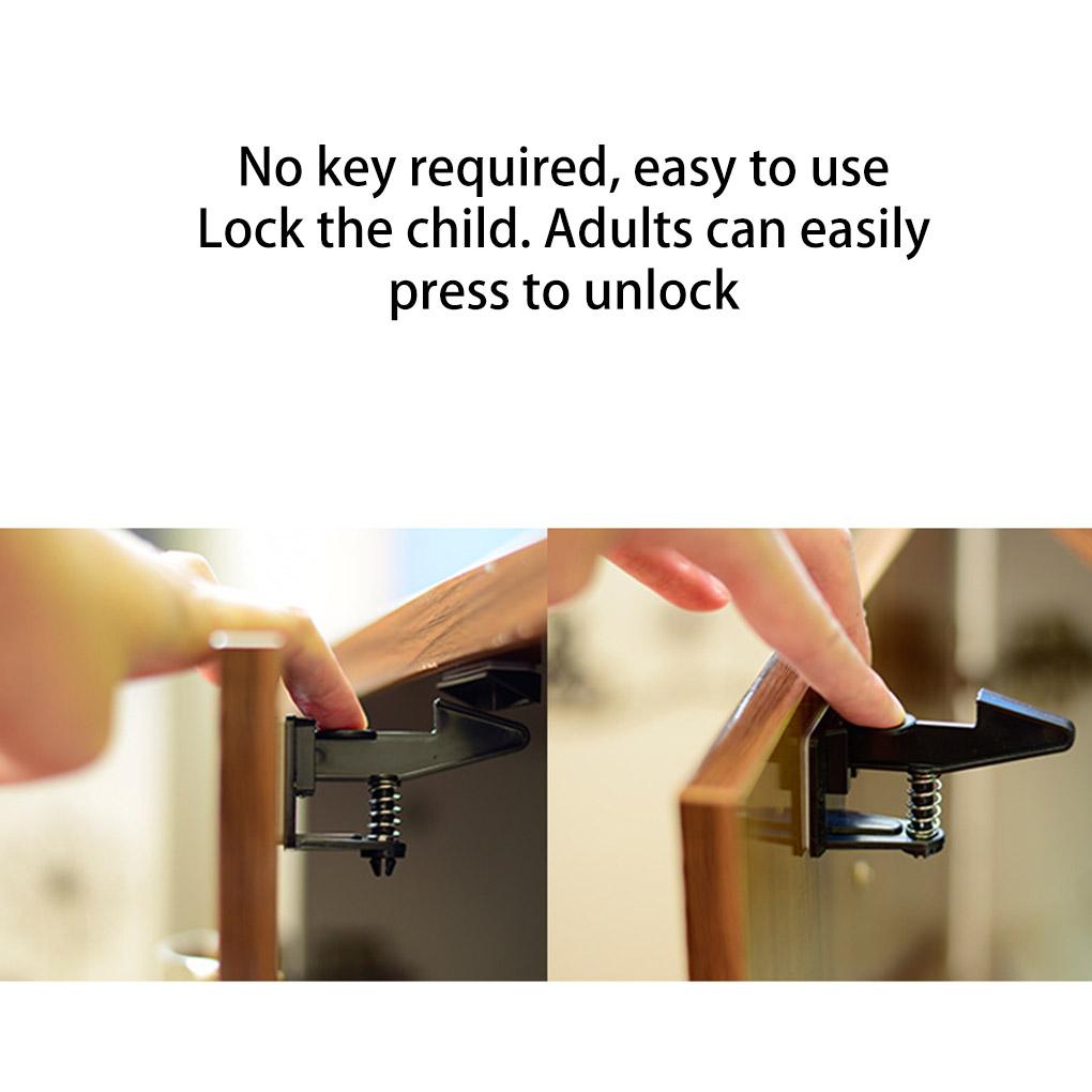 Pack of 6 Baby Safety Lock Home Living Room Bedroom Cupboard Cabinet Door Drawer Punch Free Infants Security Protector
