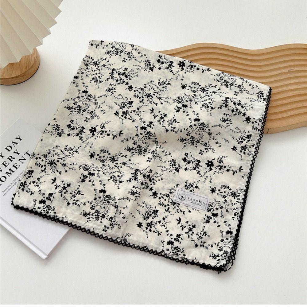 Floral Cotton Linen Print Scarves Scarf Hair Band Printed Silk Scarf Square Handkerchief Vacation