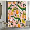 1pc Polyester Crocodile Orange Floral Shower Curtain with Creative and Vibrant Pattern, Includes 12 Hooks, Bathtub Partition H