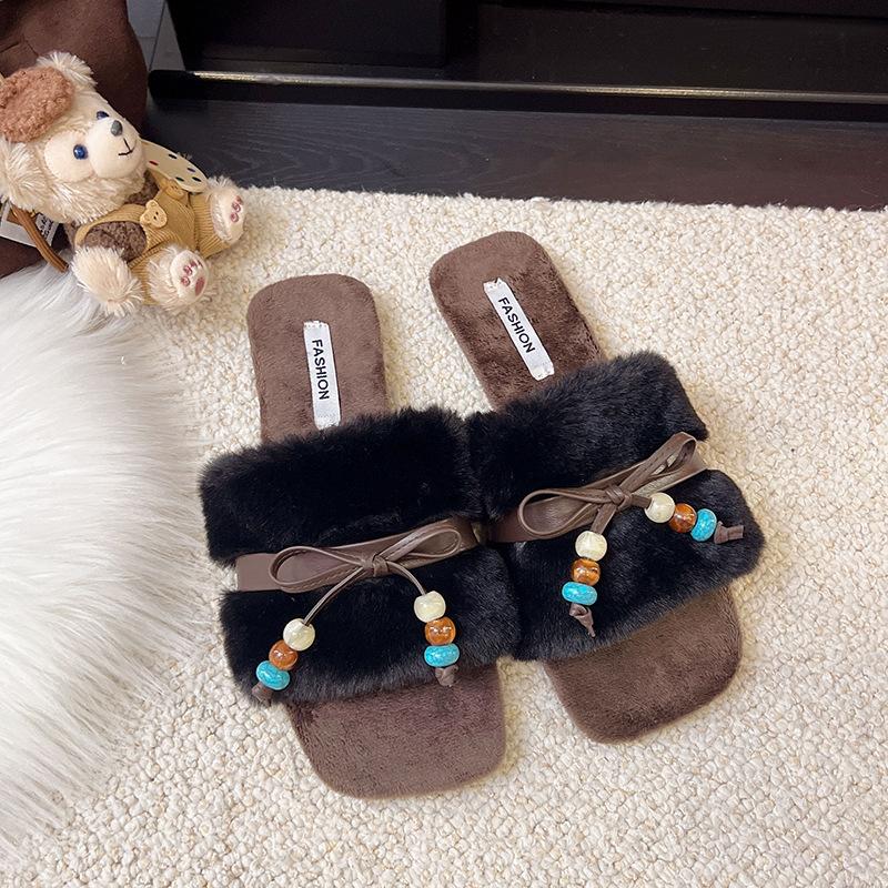 Thick-soled ultra-light-soled fluffy slippers women's shoes, new non-slip soft-soled foreign-style home cotton slippers in autumn and winter 2025