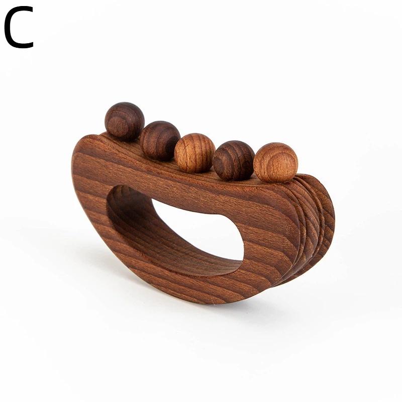 1Pcs Guasha Wood Stick Massage Tool,5 Beads Wood Massage Roller Stick,Lymphatic Drainage Massager For Body Shaping,Gua Sha Tools