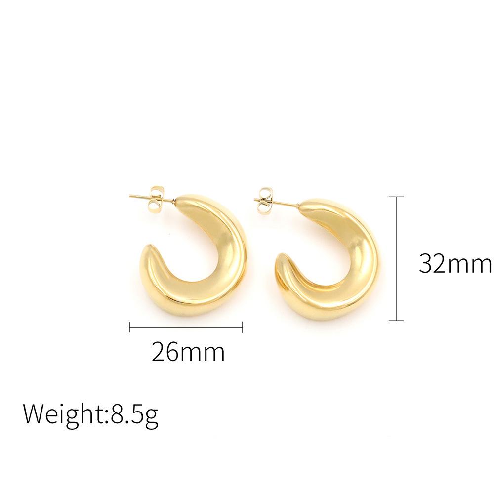 Fashion Light Luxury Geometric C-Shaped Hollow Earrings Women'S Simple High-End Titanium Steel Jewelry Earrings