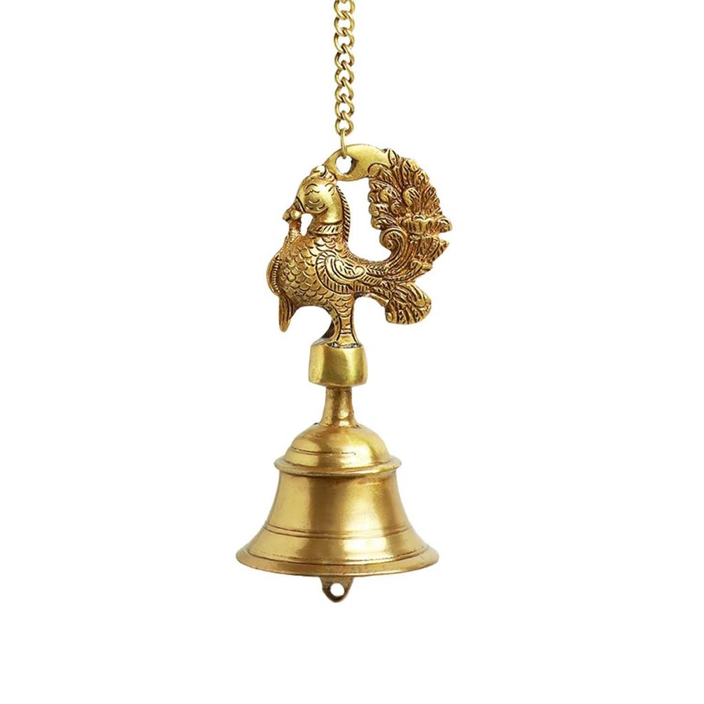 Elegant Peacock' Brass Hanging Bells for Pooja Room  |Ghanti Hanging Bells for Home Decoration Brass Bell for Mandir Bell for Pooja Room
