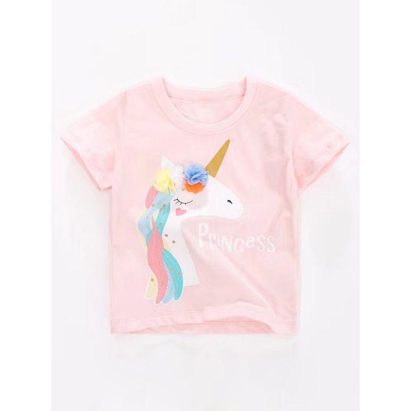 Children's Pink Unicorn Short-Sleeved T-shirt