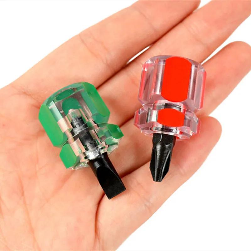 2pcs Mini Small Portable Radish Head Screw Driver Transparent Handle Repair Hand Tools Precision Car Repair Screwdriver Kit Set