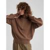 Knitted Lady'S Sweater Stand Collar Drop Shoulder Sleeves Loose Oversized Zippers Fluffy Pullover Autumn Casual Jumper