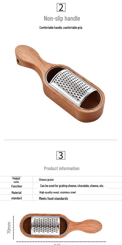 Begonia Wood & Stainless Steel Cheese and Vegetable Shredder with Storage