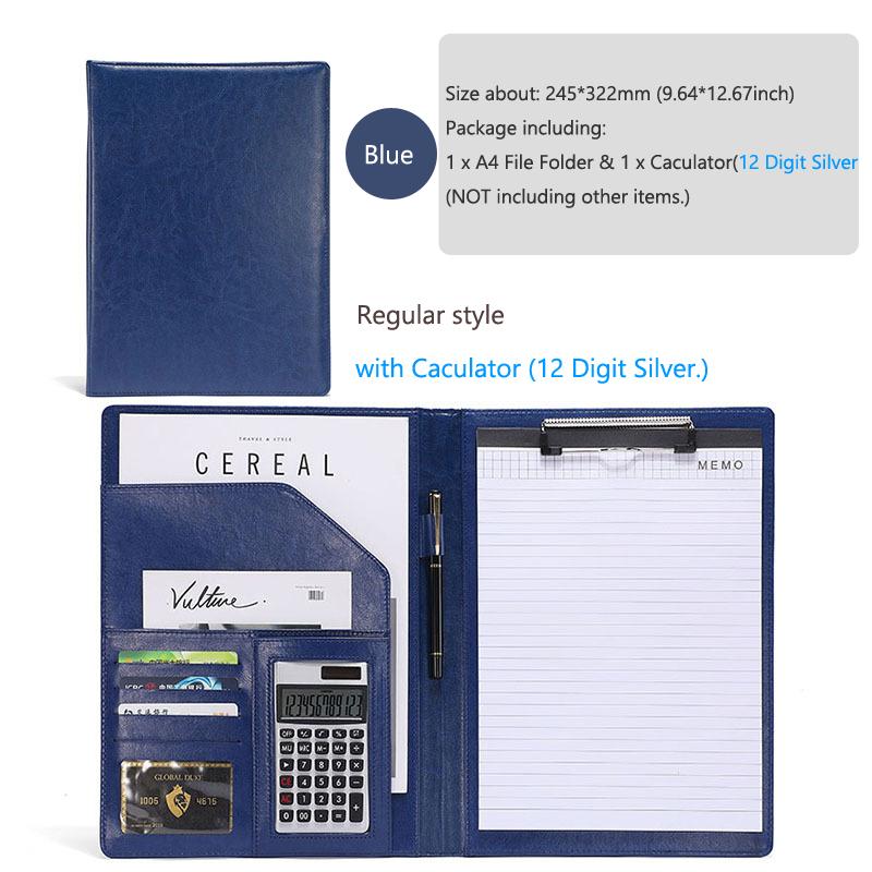 A4 Padfolio Man PU Padfolio File Folder Portfolio Business Document Holder Metal Clipboard Pad Document Organizer Holder Office