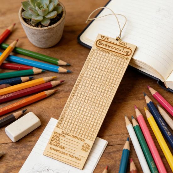 Segnalibro in legno con scomparti funzionali, tracker di lettura, accessorio elegante per libri, agenda di lettura, regalo per lettori.