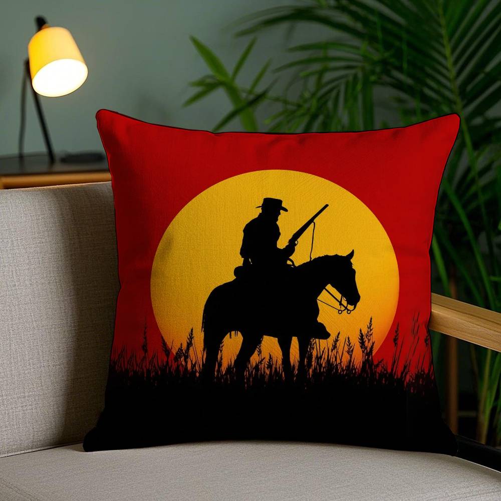 Famous Game Red Dead Redemption-Pop Pillow Case Anti-dustmite Pillowcase Invisible Zipper Silky Short Plush Sofa Cushion Cover