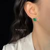 Emerald Zircon Love Mini Stud Earrings Commuter Versatile Green Spring Summer Heart Small Earrings