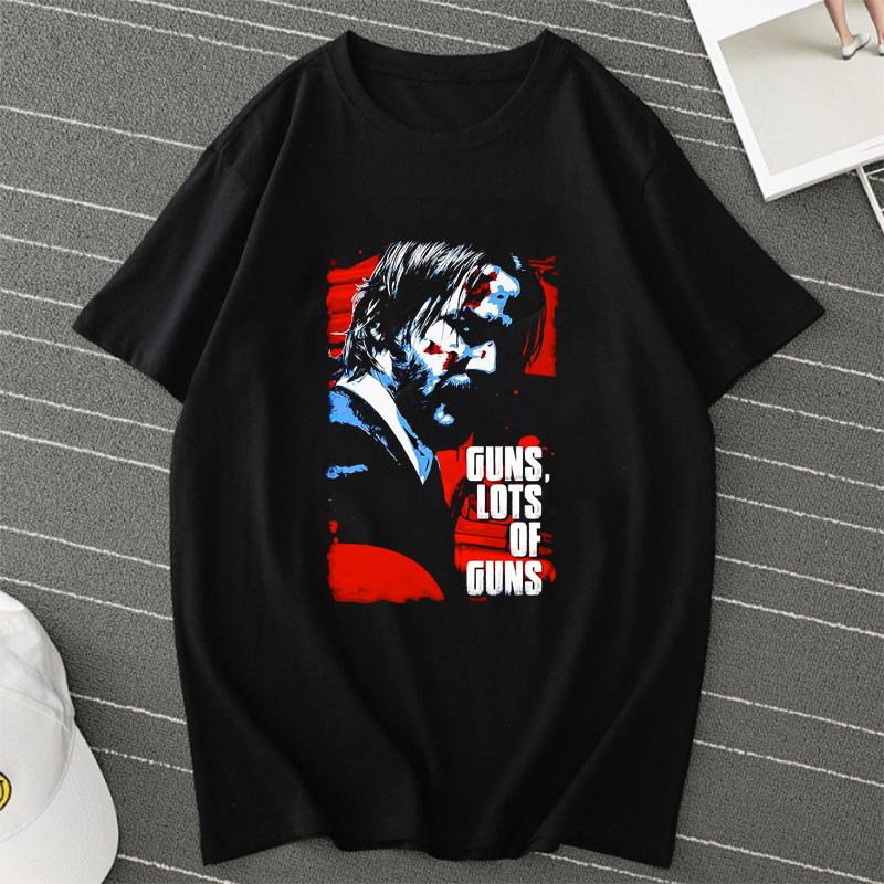 Unisex Printed T Shirt Men Guys John Wick and Dog Watercolor  Art Artwork Homme Tee Hip Hop Streetwear Hipster Tops