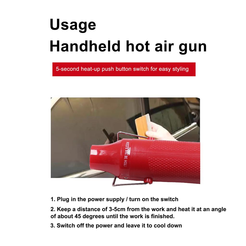 300W Electric Heat Gun Auto Car Vinyl Film Wrapping DIY Using Heat Gun Electric Power tool For Car and Windows Film
