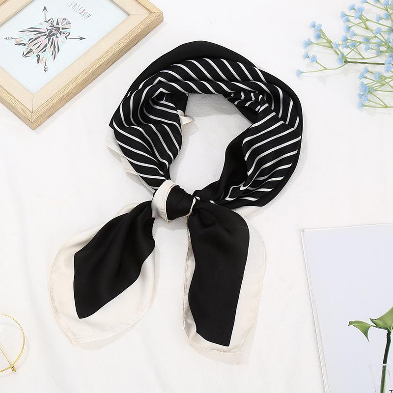 

New silk scarf women s fashion versatile sense 70 square scarf neck protection scarf spring and autumn retro scarf tied bag