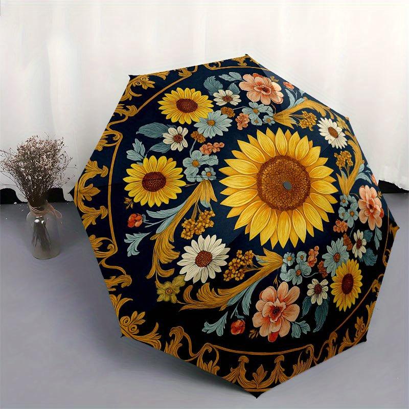 Sunflower Garden: Vibrant Floral Rug for Your Home DecorUmbrella with Cute Design, Portable 3-Fold Compact Umbrella for Men & Women, Valentine's Day M