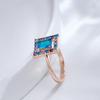 Four Color Full Zircon Blue Square Rings for Women Geometric Personality Party Jewelry