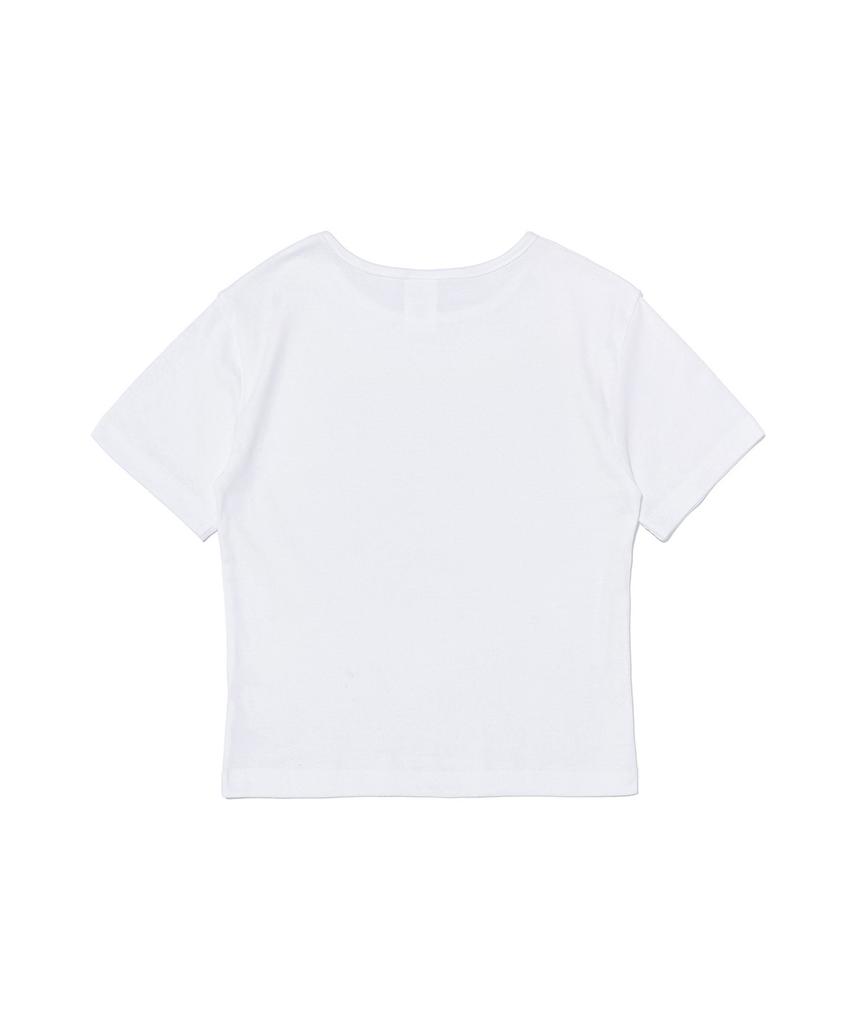 ROIDESROIS Like You Minimal Lettering Crop Short Sleeve T-Shirt (White)