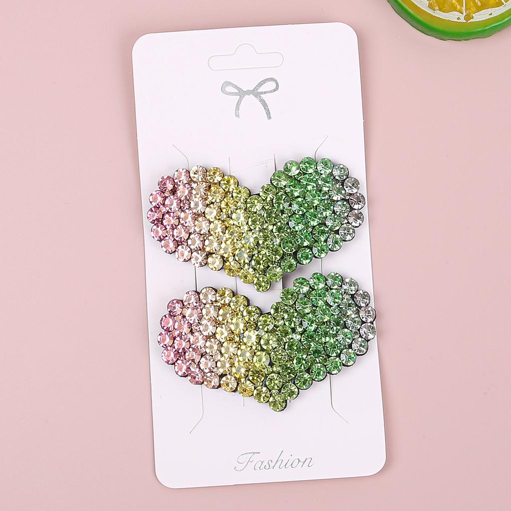 2 SZT. Urocze Kryształowe Spinki do Włosów w Kształcie Serca Błyszczące Spinki do Włosów w Kształcie Tęczowego Serca Spinki Wsuwki Dziecięce Spinki do Włosów Akcesoria do Włosów dla Dzieci
