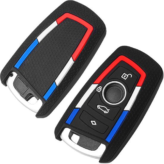 QBUC for BMW Key Fob Cover, Silicone Key Shell Case for BMW X3 X5 X4 X1 X6 2 3 4 5 6 7 Series M3 M5 M6 GT3 GT5 G30 F10 F20 Key Protector with