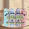 1PC Too Cute To Pinch Green Alien Art 750ml Color Plastic Sports Water Bottle Leakproof Flip Straw Lid Suitable for Sports Office Home Use