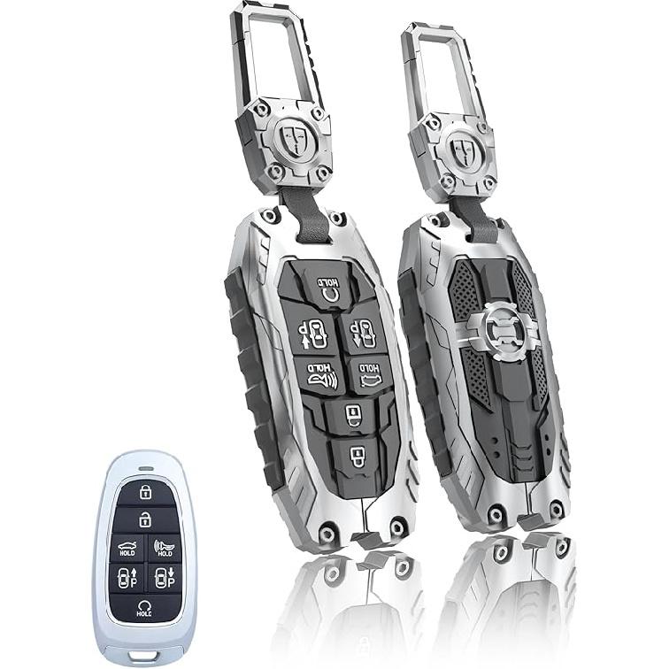 Key Fob Cover For Hyundai 5 Buttons Key Case,Heavy Key Shell Protector Keychain Accessories For 2024   Hyundai Sonata Tucson Santa Fe Palisade Key