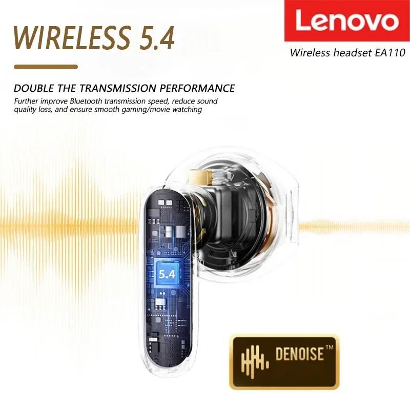 Lenovo EA110 Bezdrátová sluchátka TWS 5.4 Bluetooth Sluchátko Hudba Hra Potlačení hluku Špunt Sportovní Vodotěsná náhlavní souprava Podpora Android ISO HarmonyOS