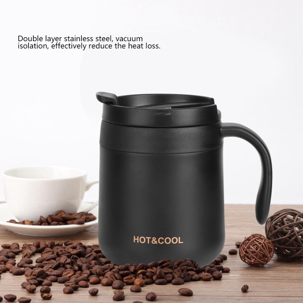 Rustless Steel Coffee Cup Leak Proof Lid Tumbler Durable Double Wall Coffee Cup Car Driving