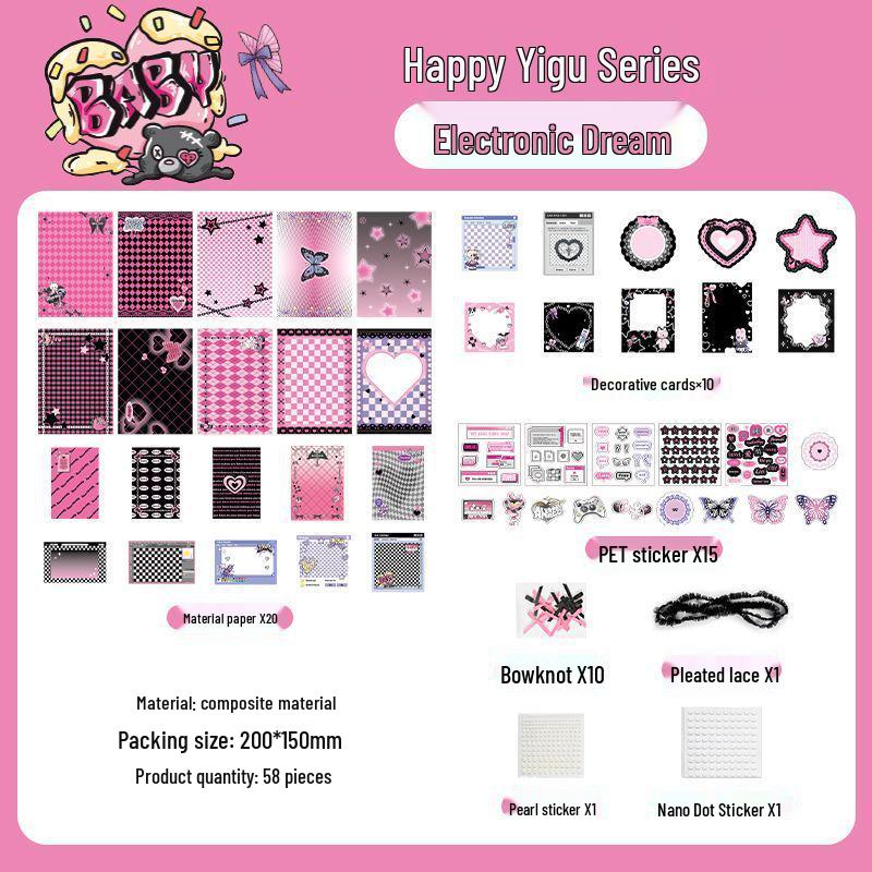 Happy Ribbon Lace Ita Bag: Red Paper Background, Beauty Stickers & Punch Board