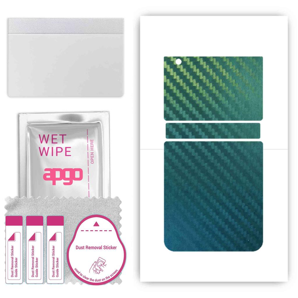 apgo מדבקת עור מגן לגב תואמת ל- Samsung Galaxy Z Flip 3, סרט לעטוף, נייר כסף, ויניל - דפוס זיקית פחמן CAKA1
