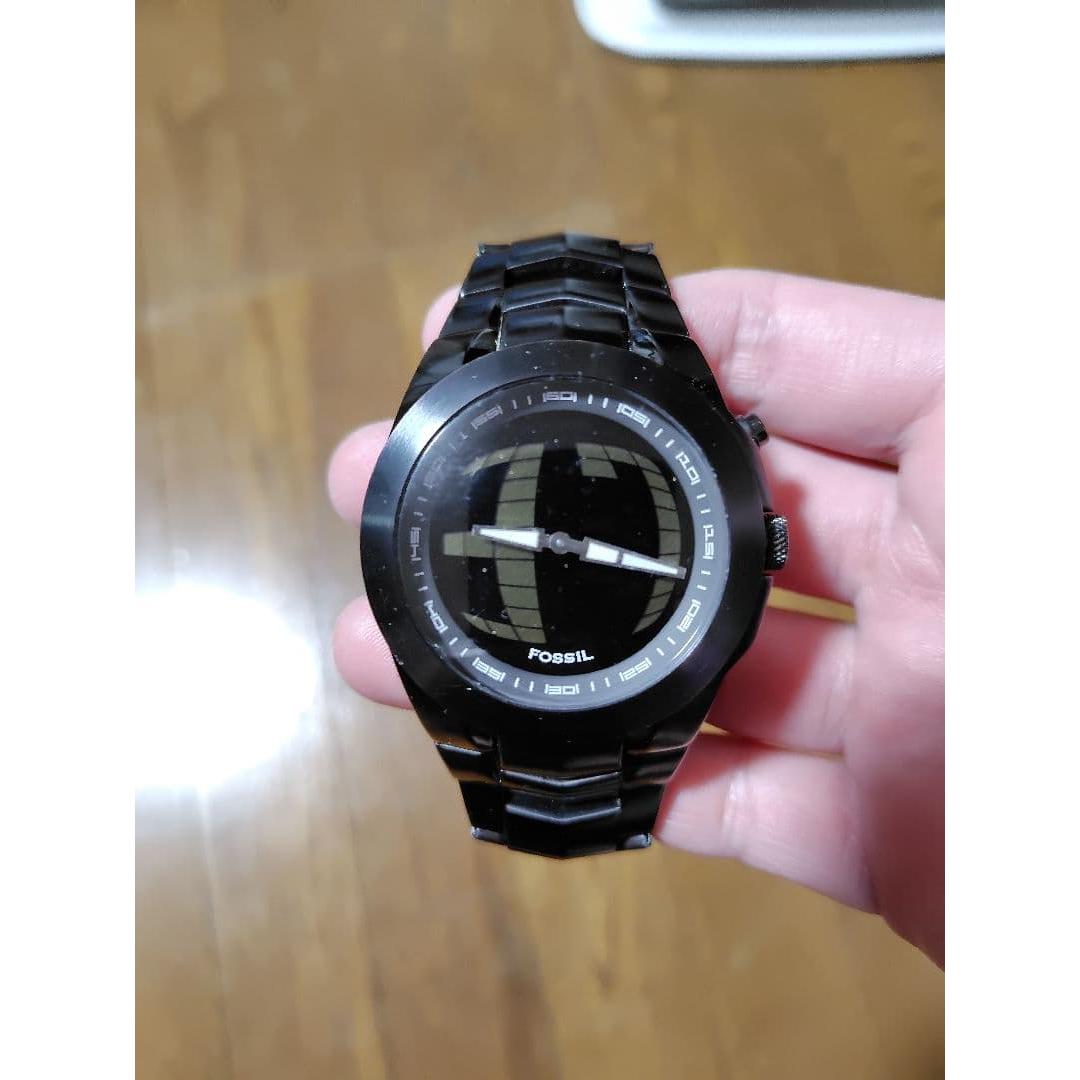 Used FOSSIL Black Digital Watch with Box and Bearbrick Fossil