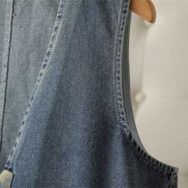 Vest for Women Denim Sleeveless Oversize Loose Versatile Casual Sleeveless Coat Vest Top