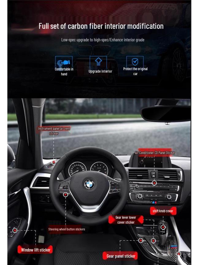 BMW řady 1 & 2 F20/F21 Středová konzole a obložení řadicí páky z uhlíkových vláken