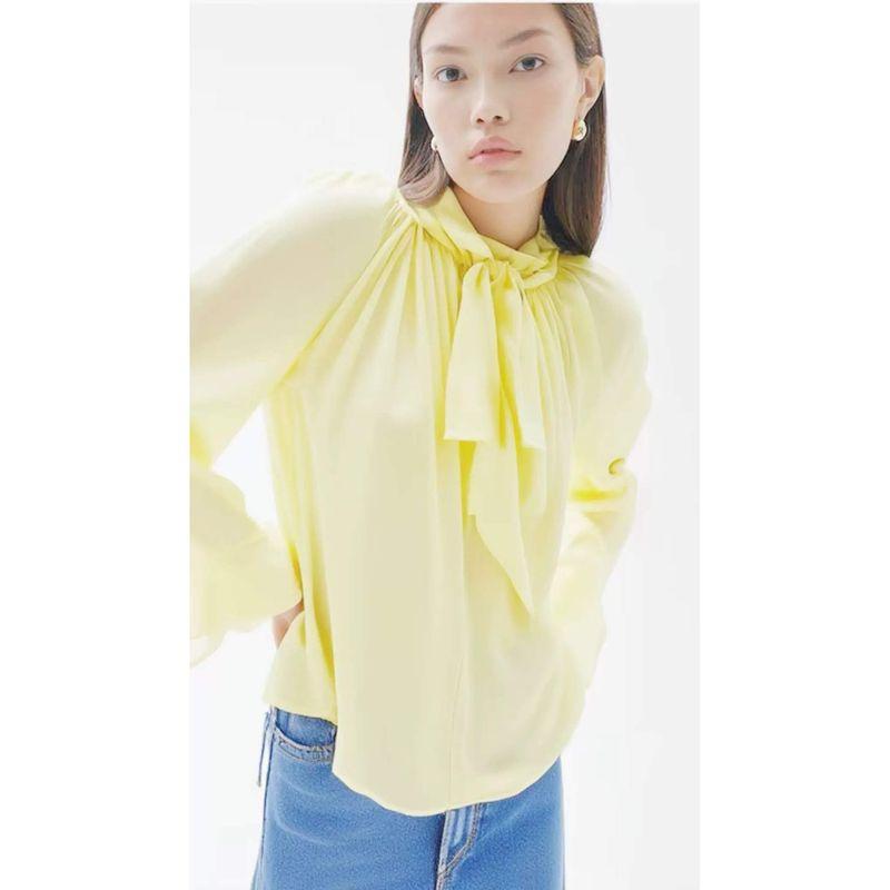 Za Export New Arrival Women's Clothing ZR Fashion Style Fashion All-Match Casual Neckline Shoelace Sheer Top 1259011
