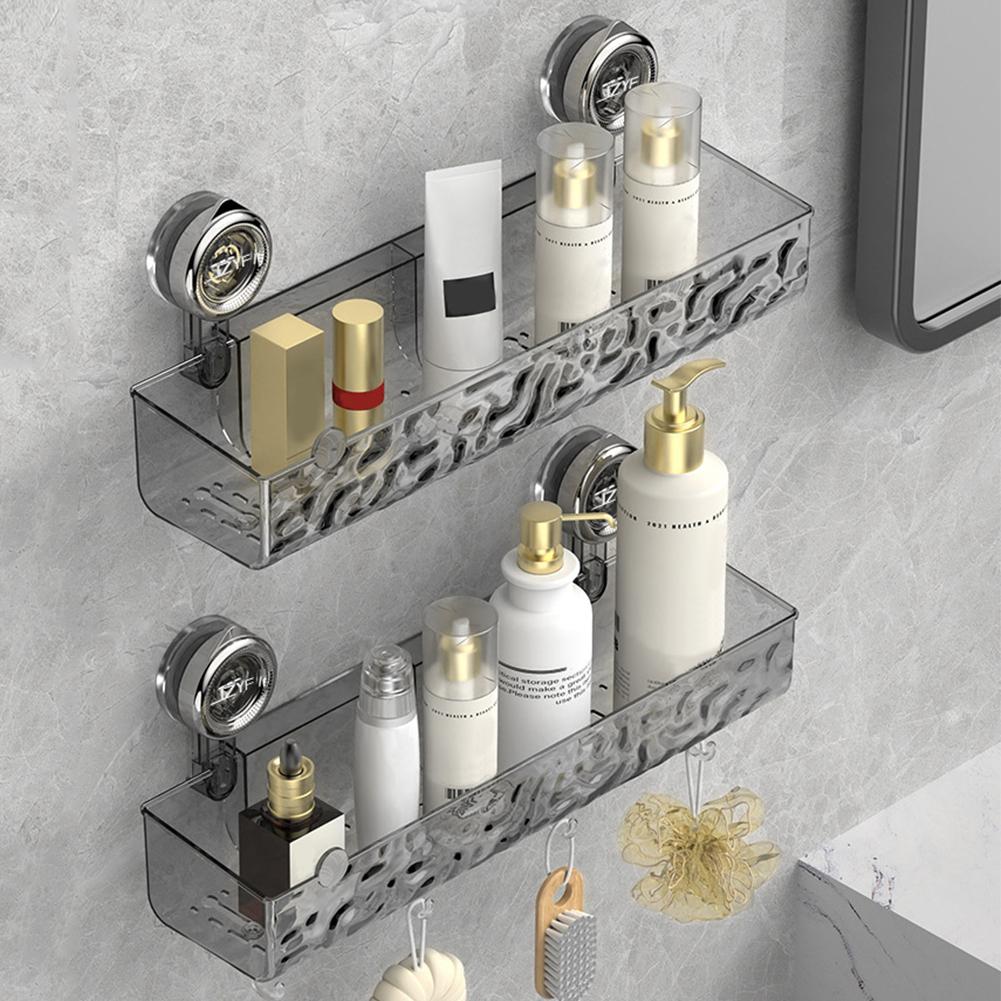 Glacier Pattern Transparent Storage Holder Punch-Free Strong Sucker Rack Suction Cup Storage Basket for Makeup Organizer Rack