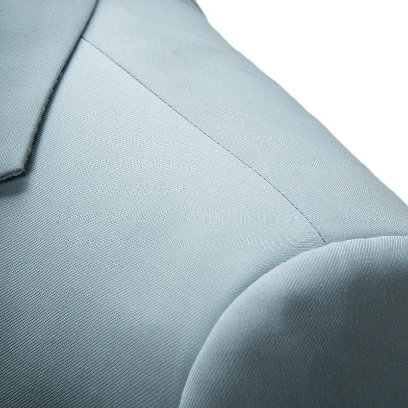 Men's Year-Round Solid Color Business Casual Two-Button Suit Three-Piece Set, Plus Size Options Available