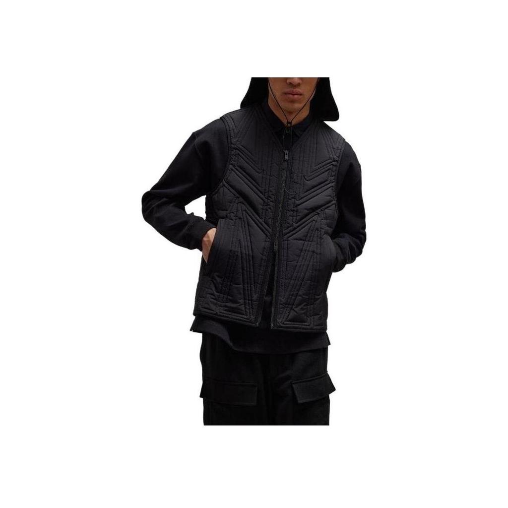 Y-3 Solid Color V-Neck Zipper Fitted Sleeveless Vest Men Vests Black IL2071