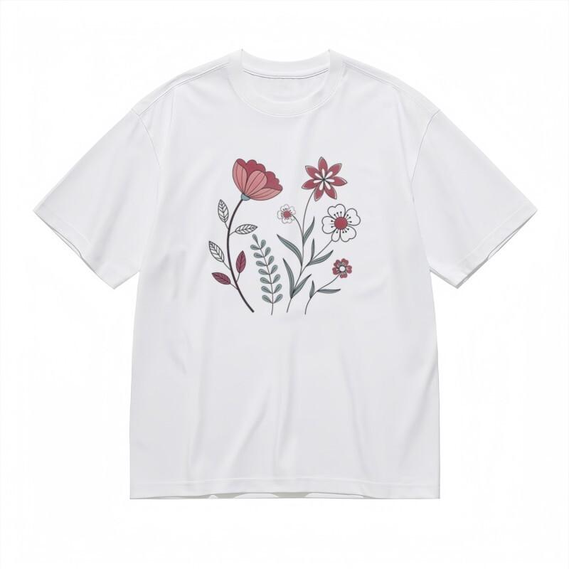 

Women s All-Season Fashion Classic T-Shirt Vibrant Flower Bouquet Design Tee 4XL