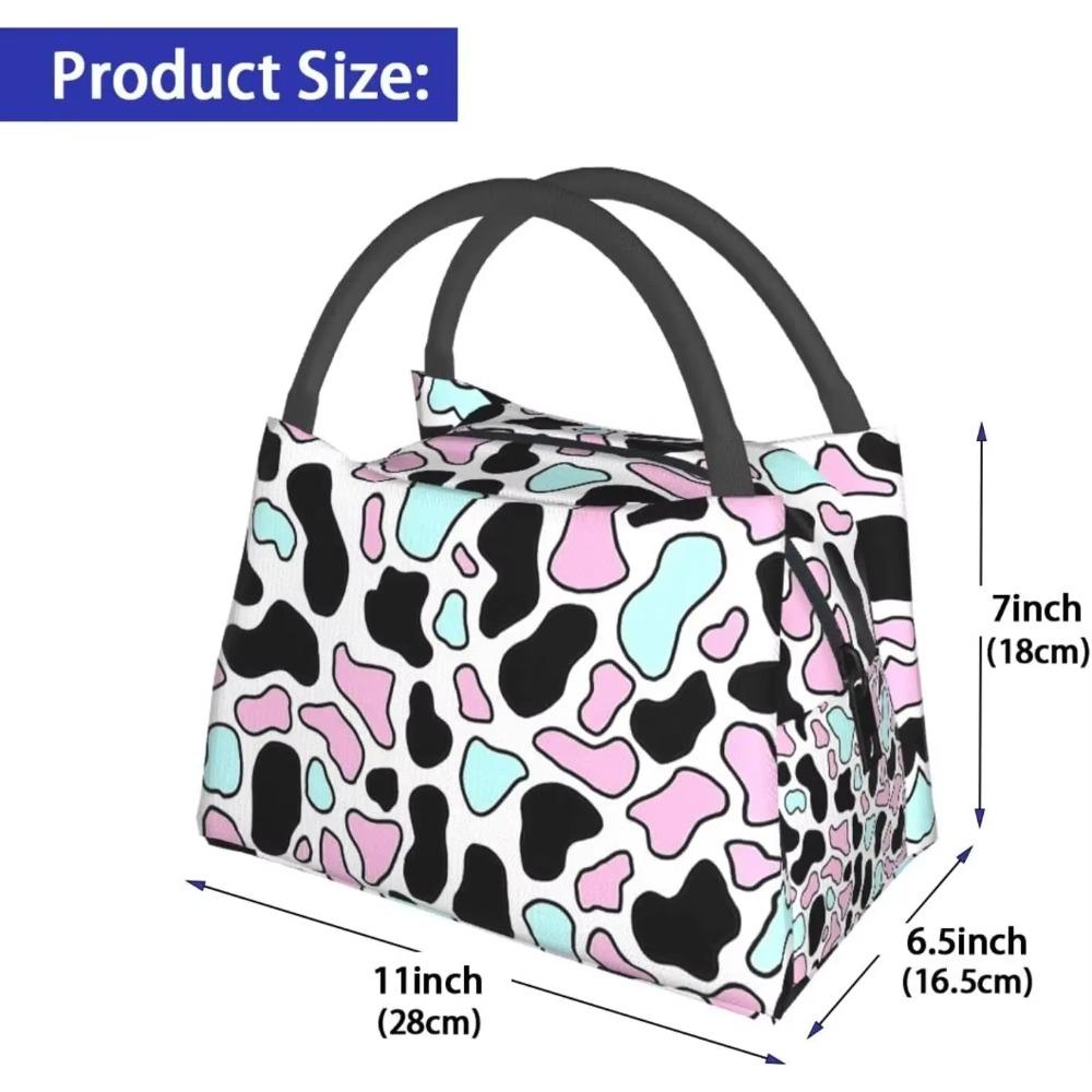 Cow Print Cute Lunch Bags Thermal Lunch Box Insulated Lunch Bag for Kids Girls Adults Cooler Containers Work