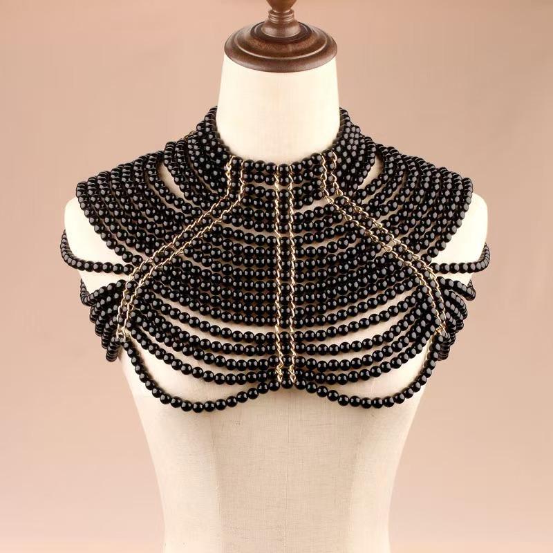 Schwere Industrie Perlen Körperkette Mode Mehrschichtige Perlen Schulterkette Brautkleid Zubehör