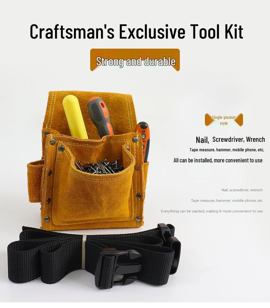 Multi-Functional Carpenter's Nail Apron Tool Belt - Wear-Resistant Nail Pouch Waist Bag for Construction Site.