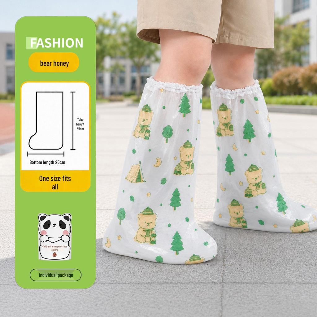 Disposable Transparent Waterproof Non-Slip High-Top Rain Boot Covers for Kids & Adults - Long Leg Protection for Rainy Days