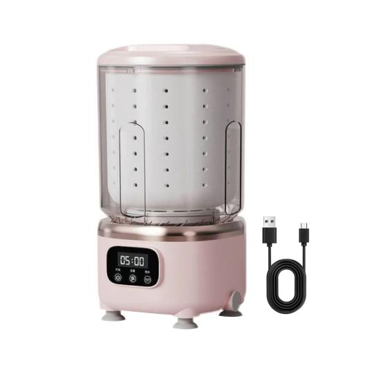 

Mini Portable Washing Machine for Underwear Socks 3-in-1 Wash Rinse Spin Dry Laundry Cup 2L Rechargeable Cordless Compact Washer for Travel Dorm рожевий