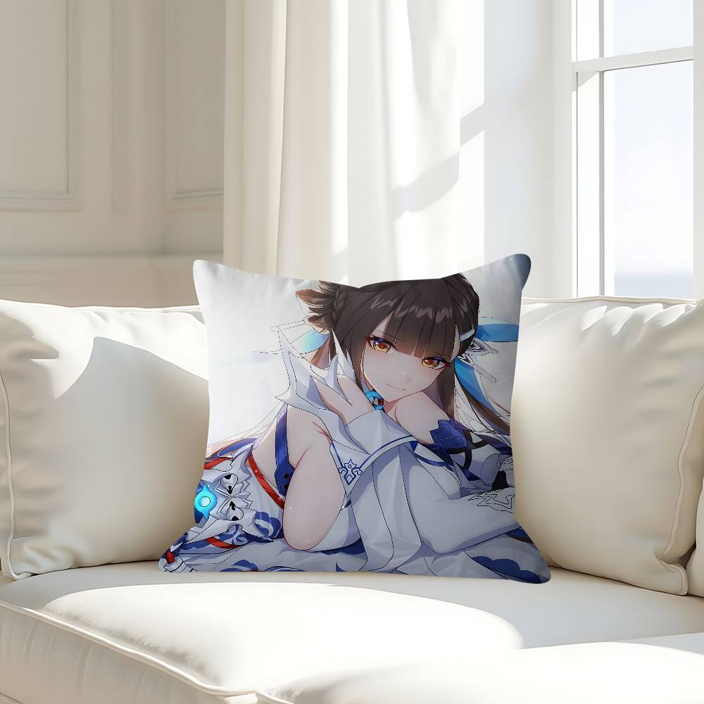 H-HONKAI IMPACTS Karaktärskuddfodral Avtagbart Tvättbart Kuddfodral – Mjukt Linne för Alla Årstider